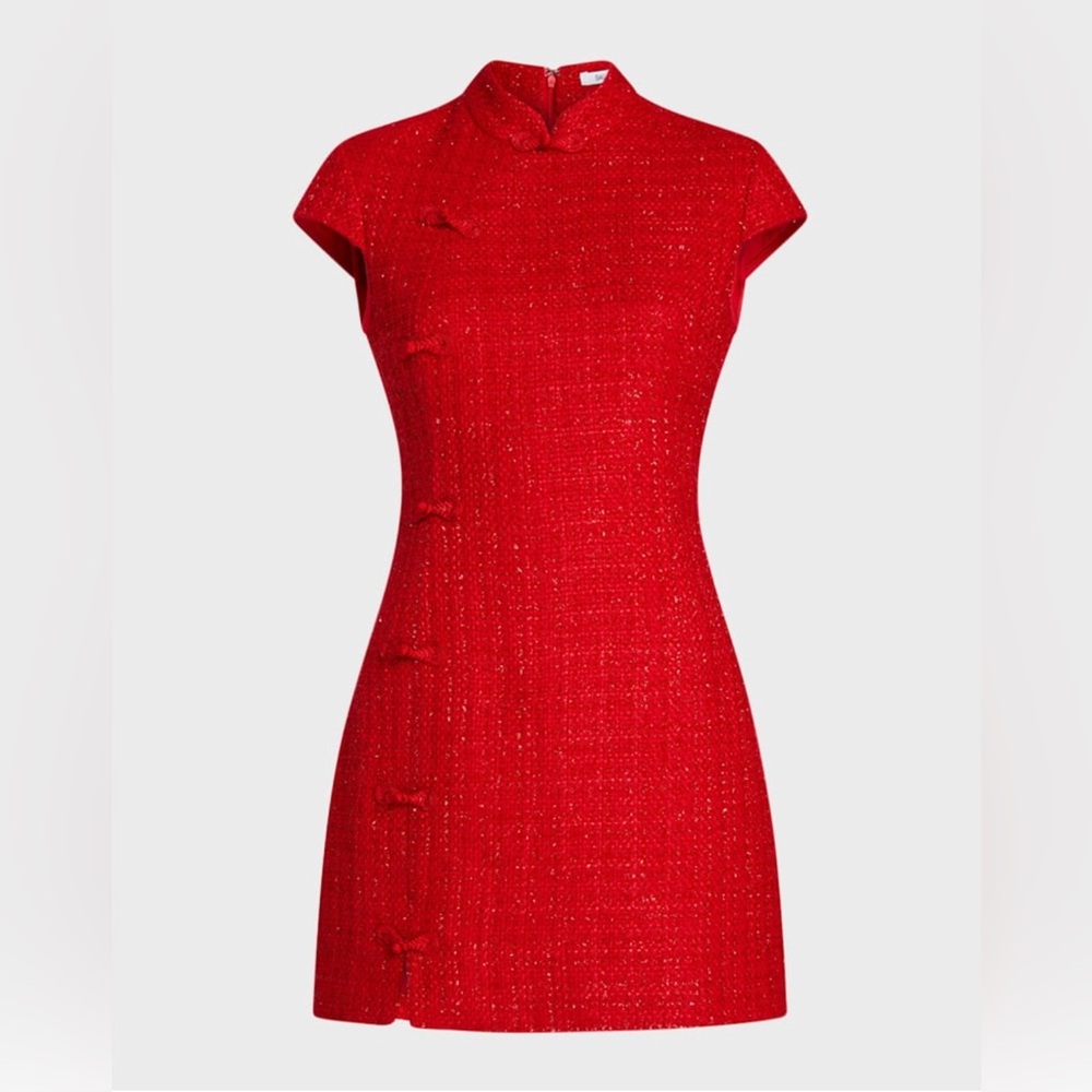 SAU LEE NATASHA TWEED MINI DRESS IN RED, brand new, never worn, no flaws. - Picture 8 of 16